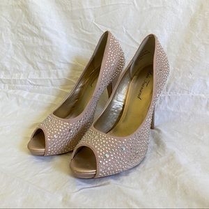 Lulu Townsend Nude/Rose Gold Rhinestone Pumps